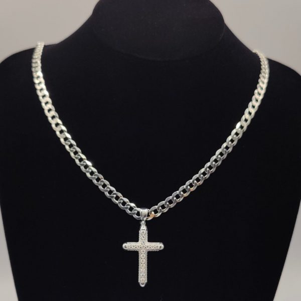Colgante Cruz Calada con Circonitas – Plata
