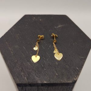 Pendiente Colgante Corazones – 18K