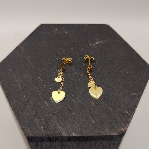 Pendiente Colgante Corazones – 18K