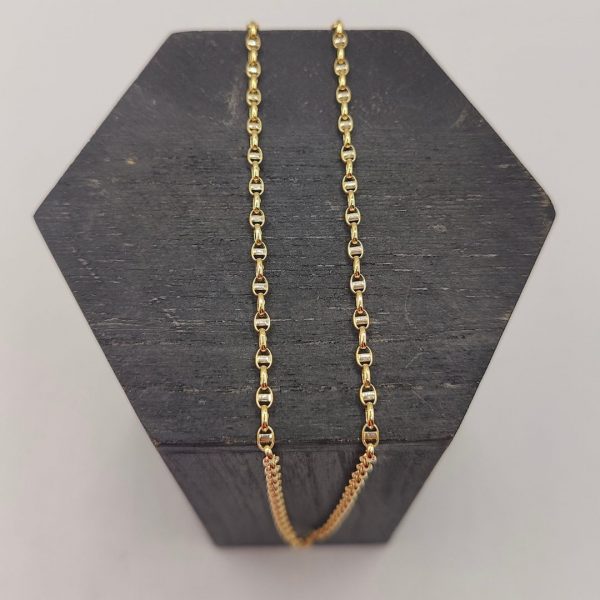 Collar Rolo con Detalles en Oro Blanco – 44,5 cm 3 mm – 18K