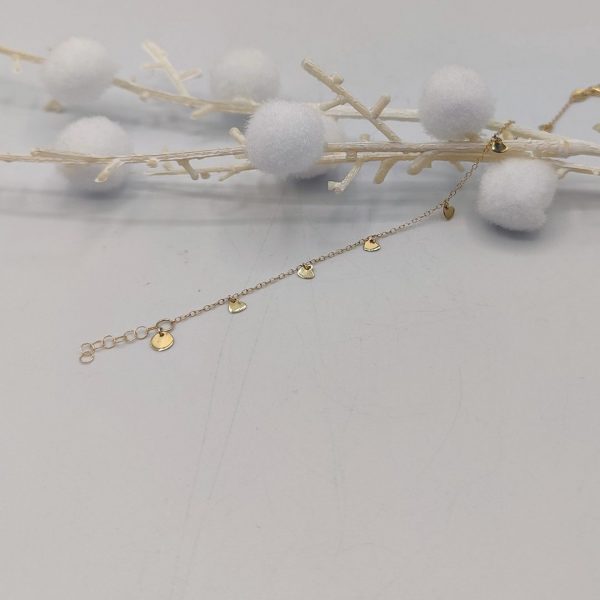 Pulsera con Cadena Rolo y Corazones Colgantes – 18K