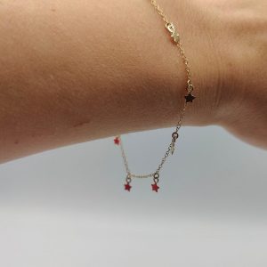 Pulsera con Cadena Rolo y Estrellas Colgantes – 18K