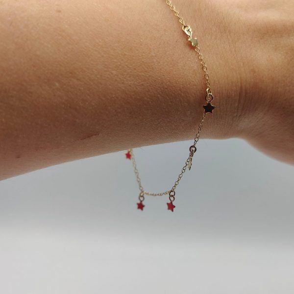 Pulsera con Cadena Rolo y Estrellas Colgantes – 18K