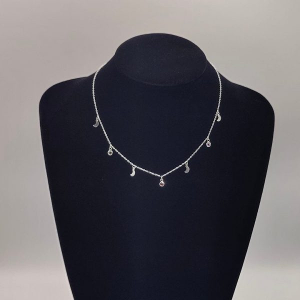 Collar con Charms de Circonitas de Colores y Lunas en Plata
