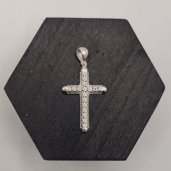 Colgante Cruz Calada con Circonitas – Plata