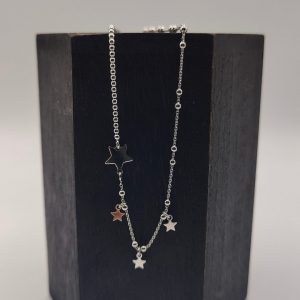 Collar de Bolitas con Charms de Estrellas en Plata