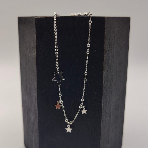 Collar de Bolitas con Charms de Estrellas en Plata