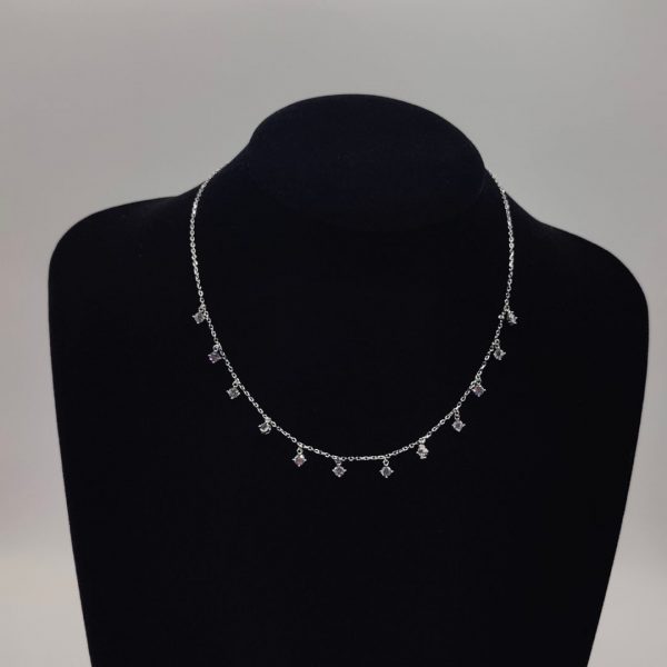Collar de Plata con Charms de Circonitas – Cadena Estilo Rolo