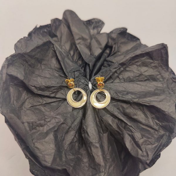 Pendiente Doble Aro Colgante – 18K