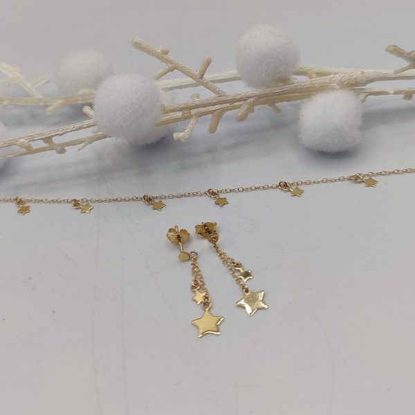 Pulsera con Cadena Rolo y Estrellas Colgantes – 18K