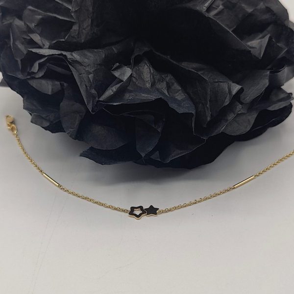 Pulsera Rolo con Dos Estrellas en el Centro – 18K