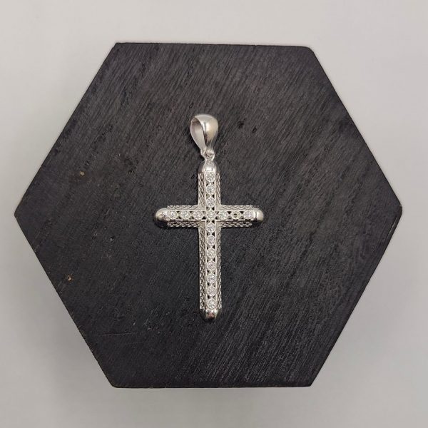 Colgante Cruz Calada con Circonitas – Plata