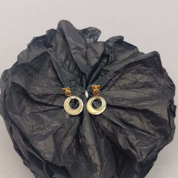 Pendiente Doble Aro Colgante – 18K