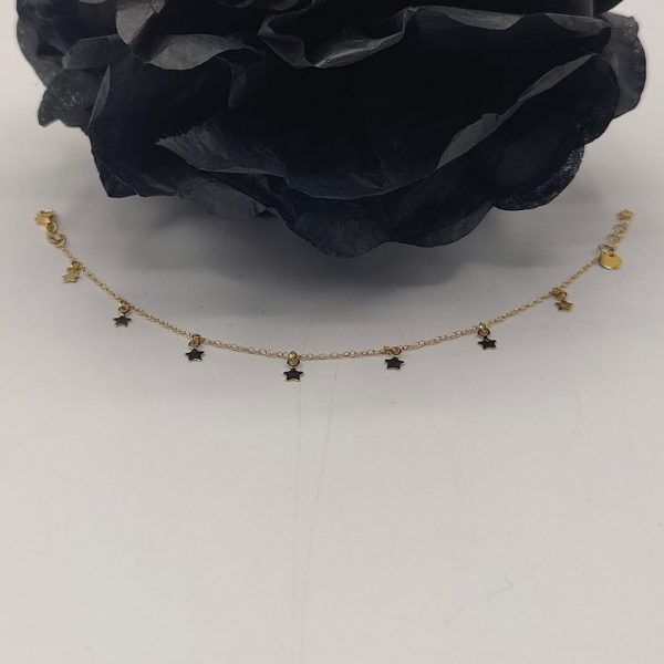 Pulsera con Cadena Rolo y Estrellas Colgantes – 18K