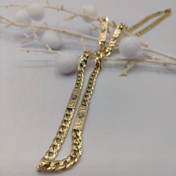 Cadena Cubana con Eslabones Estilo Versace – 60 cm 6 mm – 18K