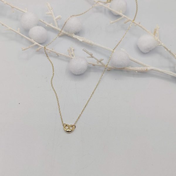 Collar con Cadena Rolo y Colgante Calabrote en Forma de Corazón en Plata Dorada