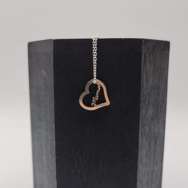 Collar Corazón “Mamá” – Cadena Rolo de Plata