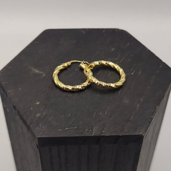 Pendiente Aro Rizado con Textura – 18K