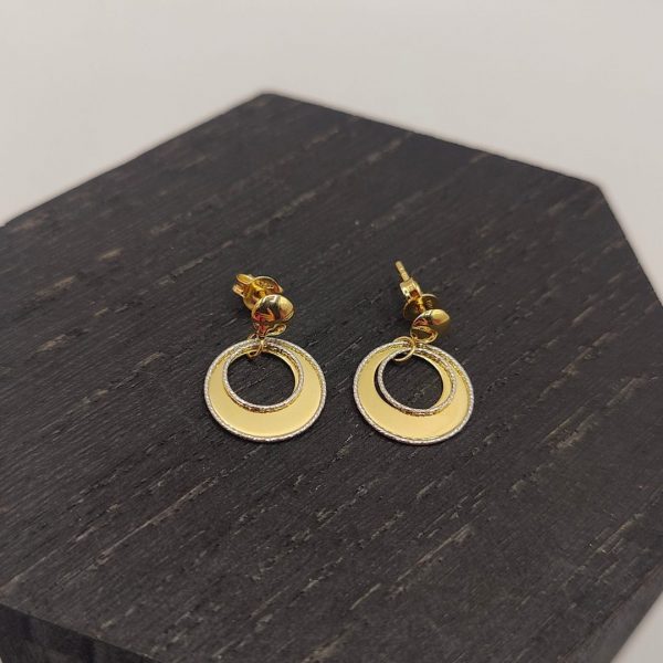 Pendiente Doble Aro Colgante – 18K