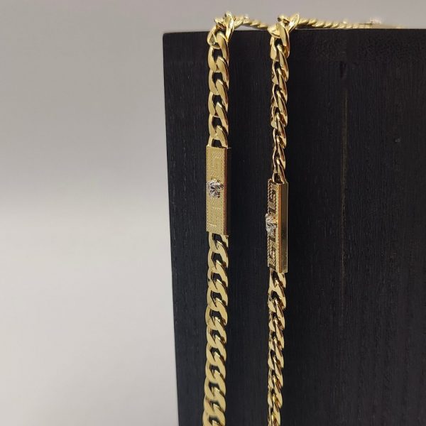 Cadena Cubana con Eslabones Estilo Versace – 60 cm 6 mm – 18K