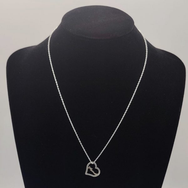 Collar Corazón “Mamá” – Cadena Rolo de Plata