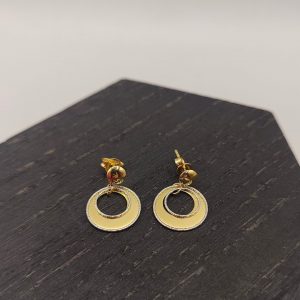 Pendiente Doble Aro Colgante – 18K