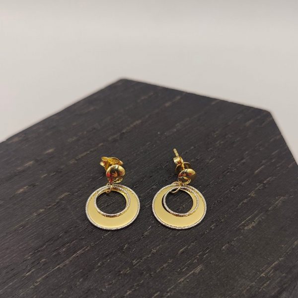 Pendiente Doble Aro Colgante – 18K