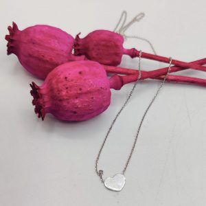 Collar de Plata con Colgante de Corazón – Cadena Rolo de Plata