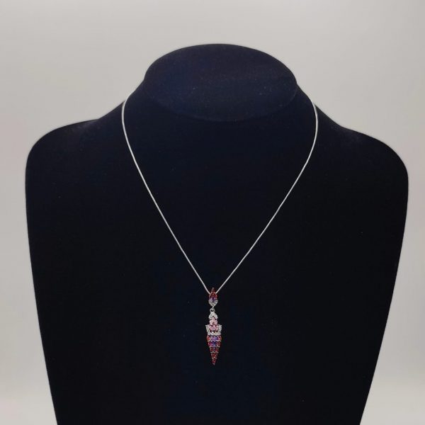 Colgante Fino de Circonitas de Colores – Plata