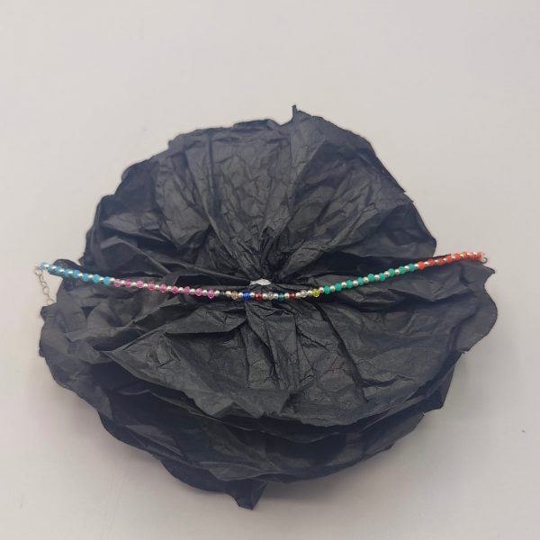 Pulsera de Plata con Piedrecitas de Colores Pastel y Perlas Naturales