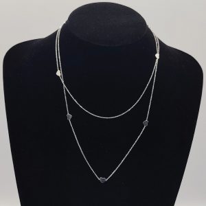 Collar Largo con Corazones de Plata