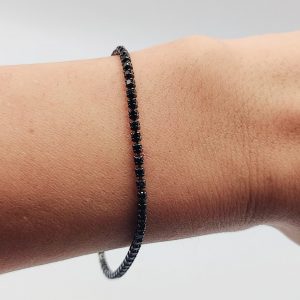 Pulsera Riviera con Circonitas Negras en Plata Negra