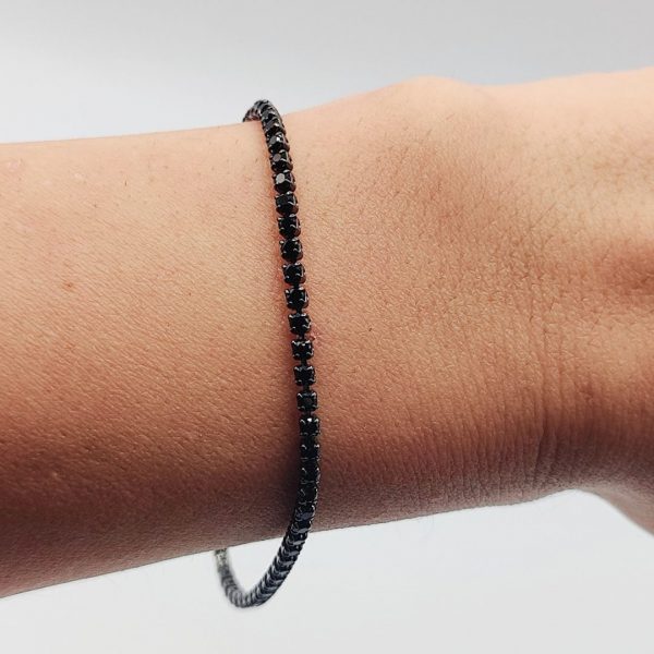 Pulsera Riviera con Circonitas Negras en Plata Negra