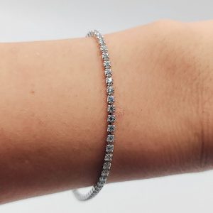 Pulsera riviera con circonitas blancas de plata