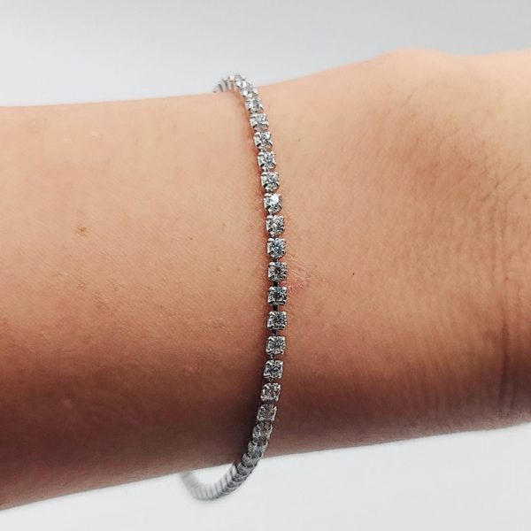 Pulsera riviera con circonitas blancas de plata