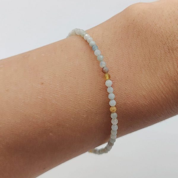 Pulsera de Plata con Bolitas en Tonos Azules Cielo