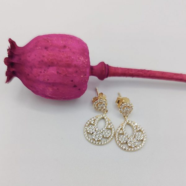 Pendiente colgante de flor con circonitas