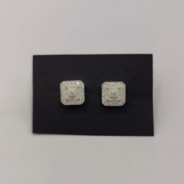 Pendiente cuadrado de plata con circonitas