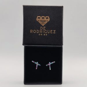 Pendientes en forma de cruz con circonitas multicolor