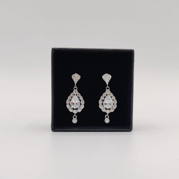 Pendiente colgante estilo vintage en forma de gota con circonitas