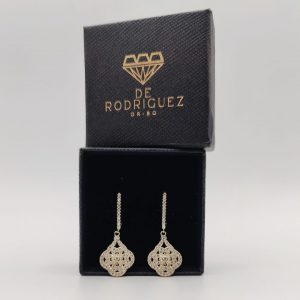 Pendientes colgantes de flor con circonitas