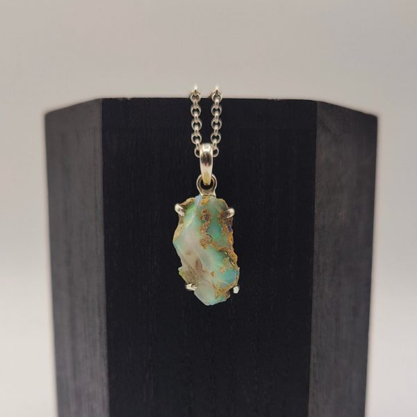 Colgante de Piedra Natural Ópalo con Agarre de Plata