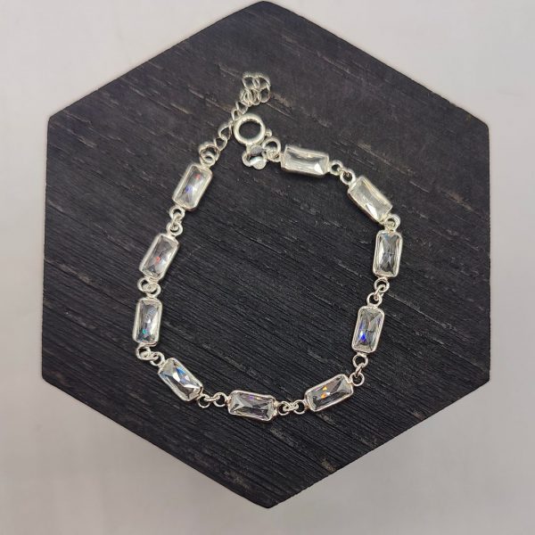 Pulsera de Plata con Circonitas Estilo Baguette