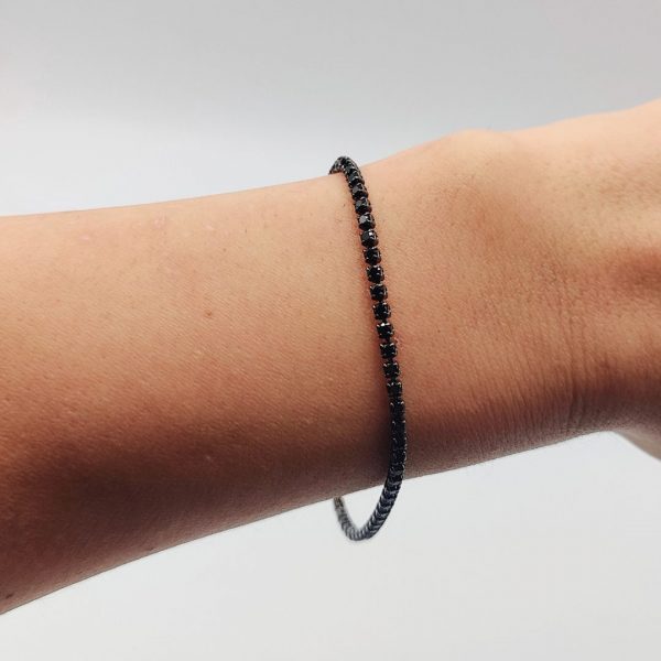 Pulsera Riviera con Circonitas Negras en Plata Negra