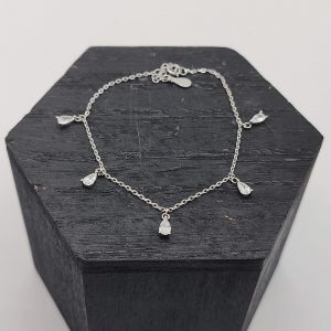 Pulsera de Plata con Charms en Forma de Gota de Circonita Blanca