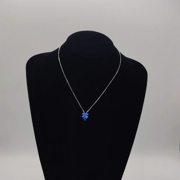 Collar con colgante trevor de ópalo azul y cadena rolo de plata
