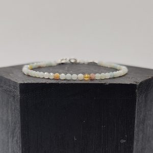 Pulsera de Plata con Bolitas en Tonos Azules Cielo