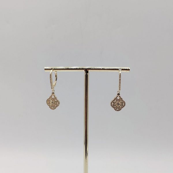 Pendientes colgantes de flor con circonitas