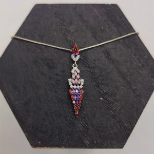 Colgante Fino de Circonitas de Colores – Plata
