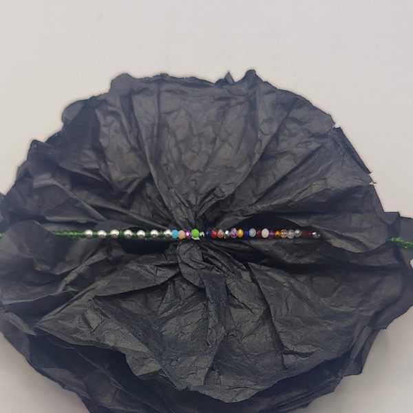 Pulsera de Plata con Piedrecitas Verdes y Centro Multicolor